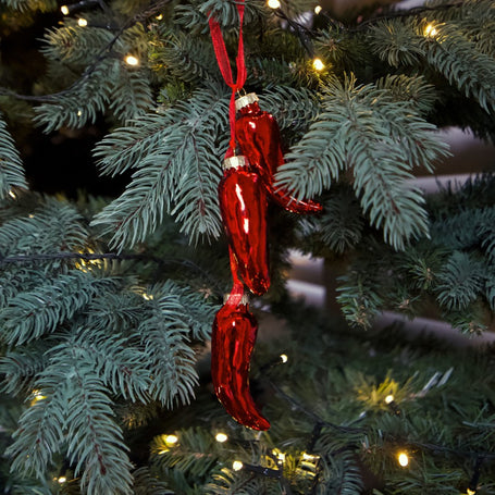 Glass Chilli Ornament - Red