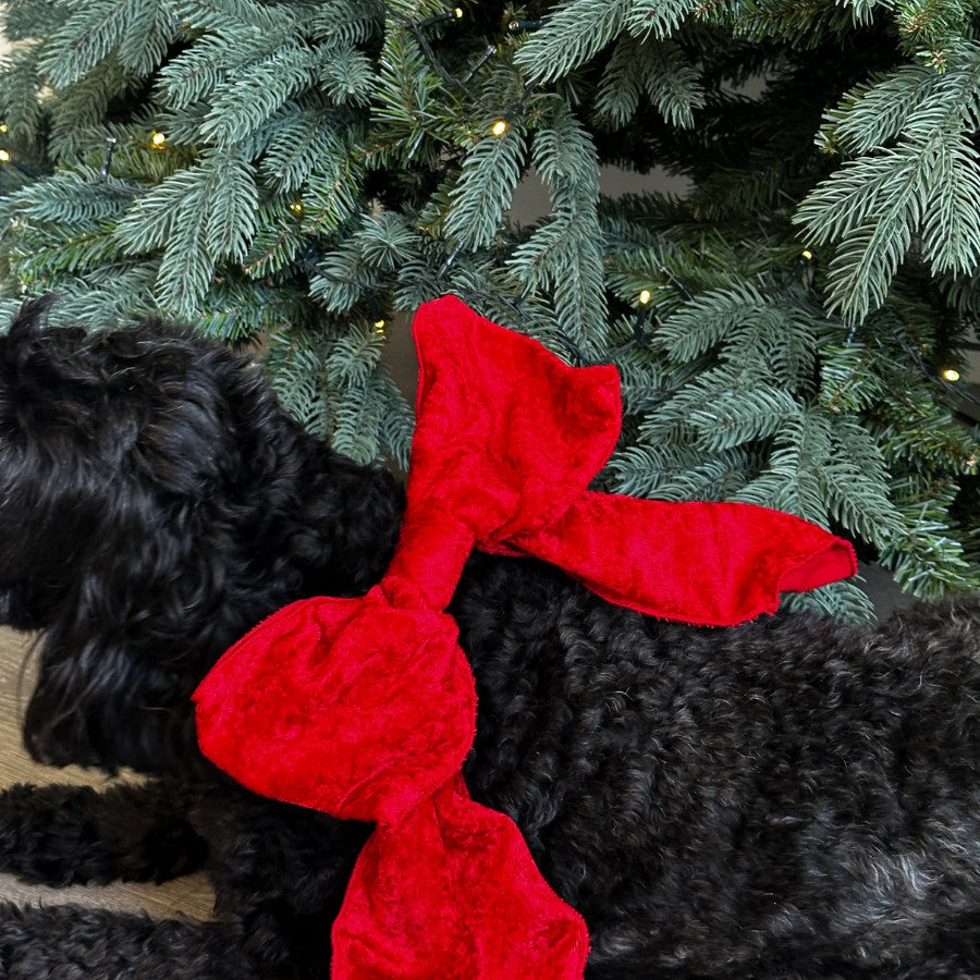 Large Velvet Clip on Bow - Red