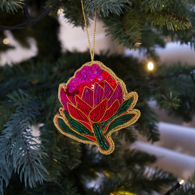 Waratah Sequin Tree Decoration