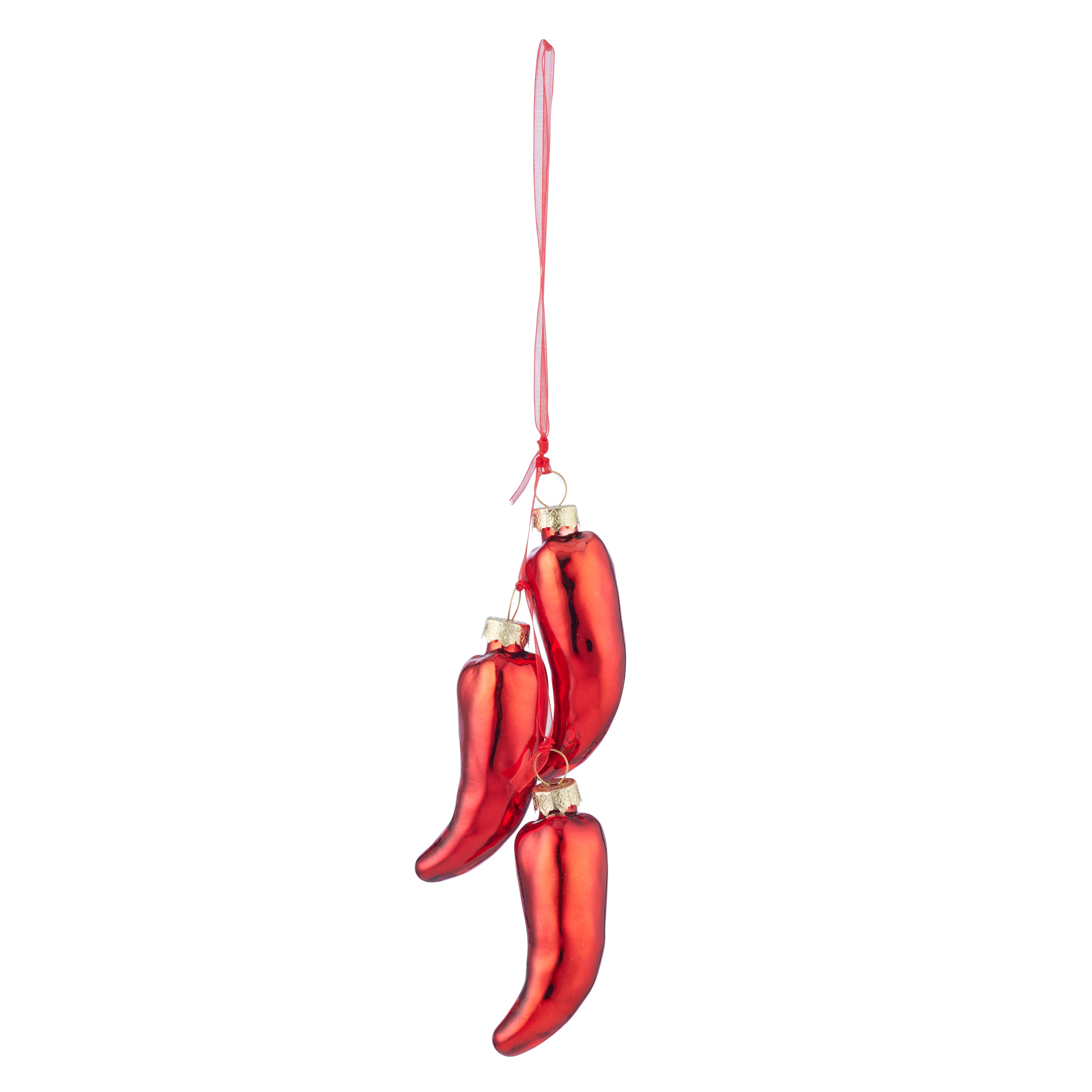 Glass Chilli Ornament - Red