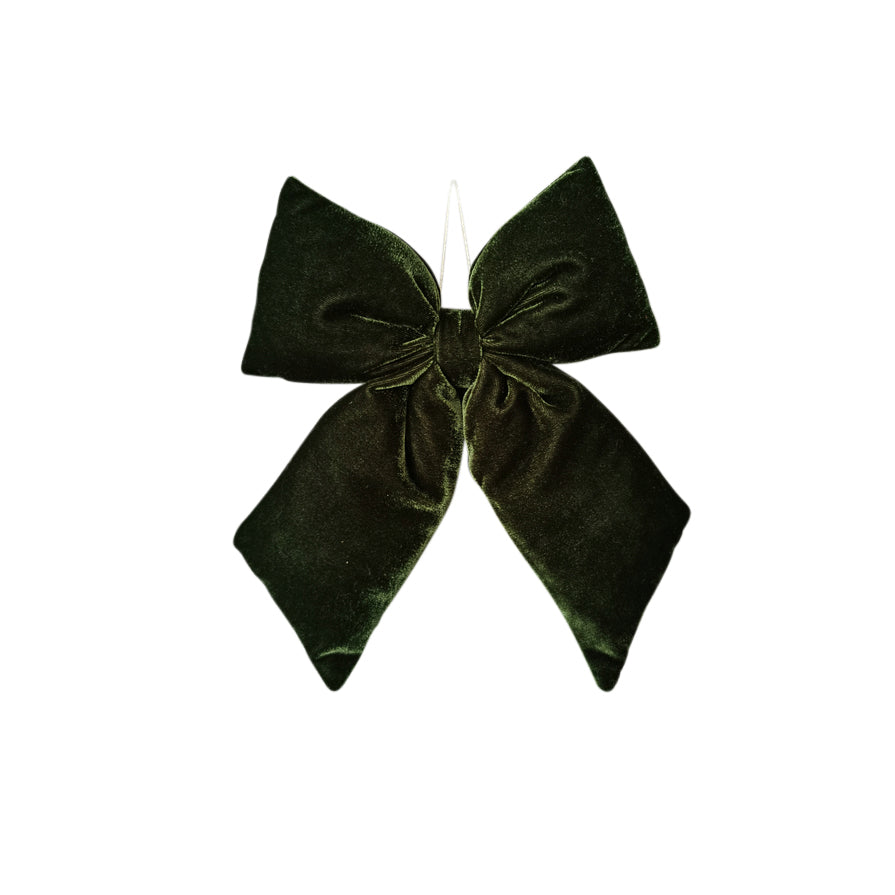 Hanging Bow Velvet - Dark Green