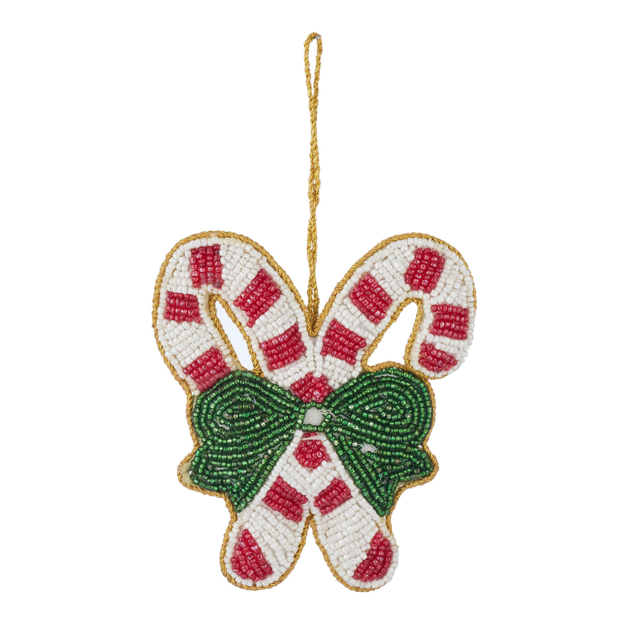 Beaded Candy Cane Hanger - Red